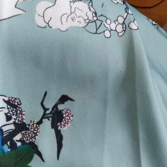 Blue floral A-Line knee-length skirt with pockets | 29 - Picture 4 of 4